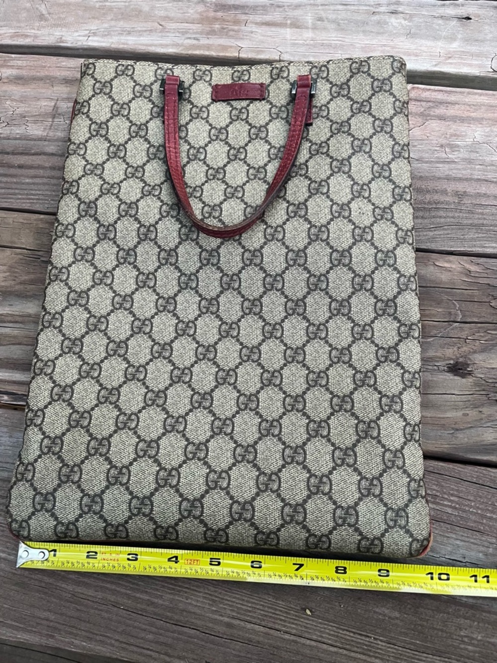 GUCCI GG Monogram Supreme Leather Hand Bag PVC Beige Silver 117551 Authentic - Picture 5 of 12